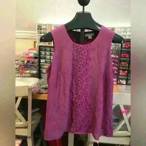 Coldwater Creek Purple Sleeveless Tank with Lace Front